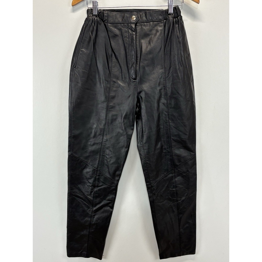 Vtg Tuscany Collection Leather Pants Sz Small (24"X28.25") Womens Black Lined